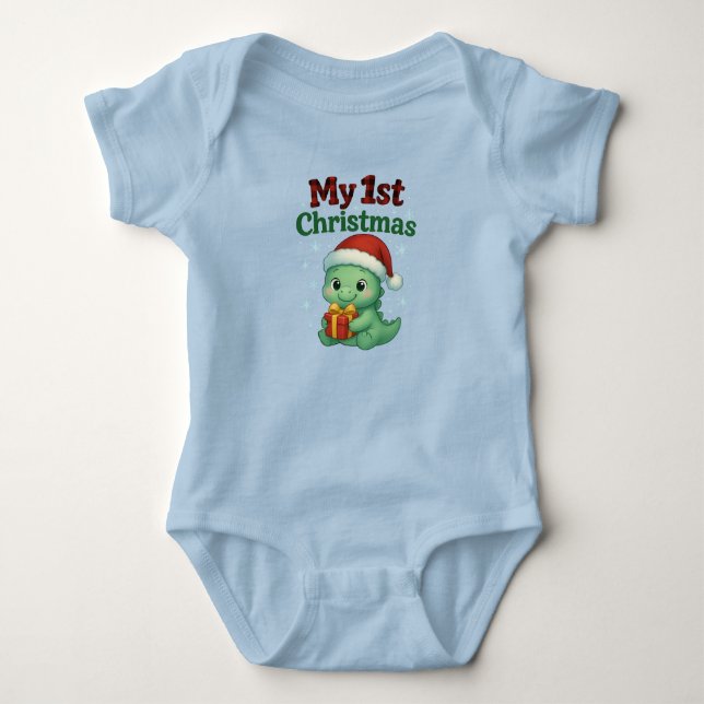 Baby Boy My 1st Christmas Dino Baby Strampler (Vorderseite)