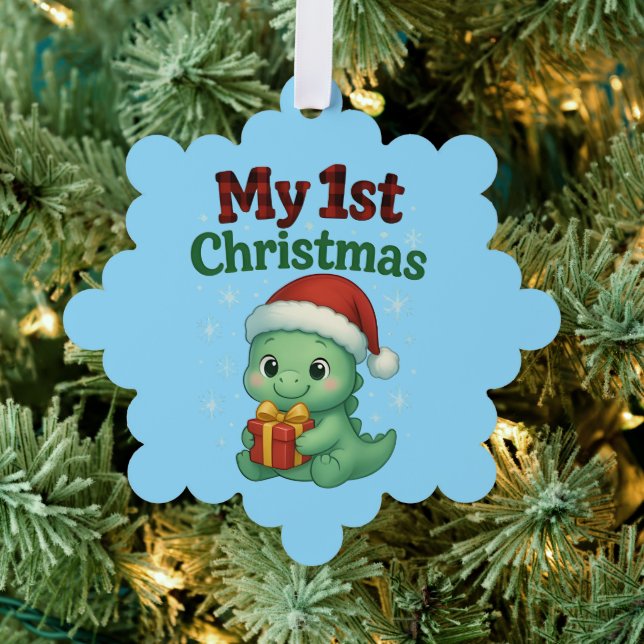 Baby Boy My 1st Christmas Dino Ornament Karte (Insitu (Baum))