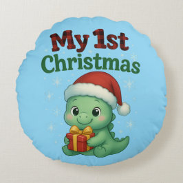 Baby Boy My 1st Christmas Dino Rundes Kissen