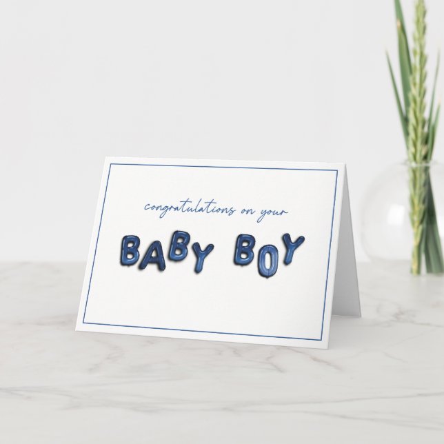Baby Boy Mylar Balloons Glückwunschkarte Karte (Vorderseite)