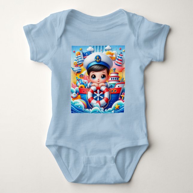 Baby Boy Nautical Adventure Baby Dusche Strampler (Vorderseite)