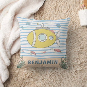 Baby Boy Nautical Submarine Sea Creature Kinderzim Kissen