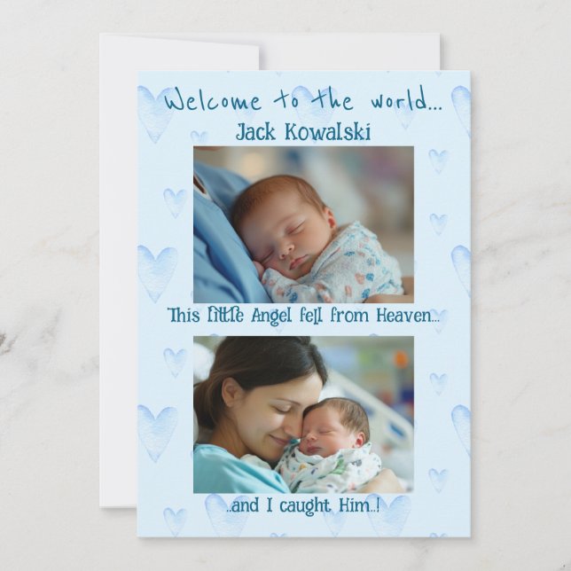 Baby Boy New Ankunft Ankündigung (Vorderseite)