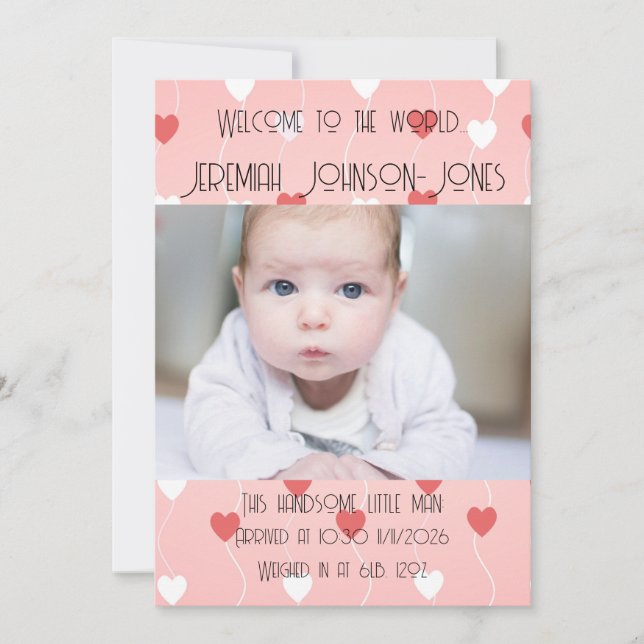 Baby Boy New Ankunft Ankündigung (Vorderseite)