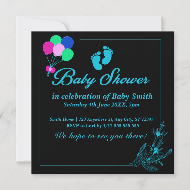 Baby Boy Niedlich Baby Dusche Einladung (Vorderseite)