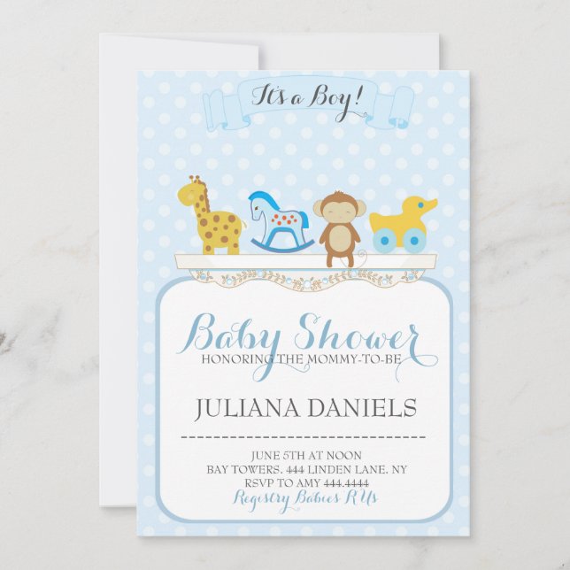 Baby Boy Nursery Baby Shower Invitations (Devant)