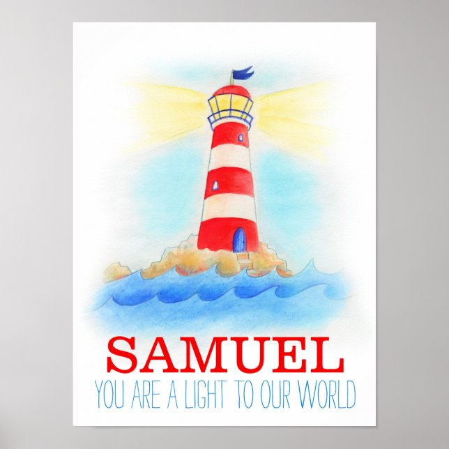 Baby boy nursery phare citation poster (Devant)