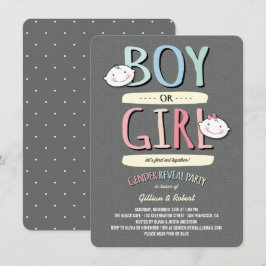 Baby Boy oder Girl Pink Blue Gender Reveal Party Einladung