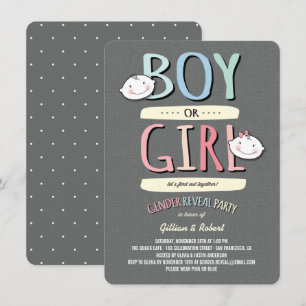 Baby Boy oder Girl Pink Blue Gender Reveal Party Einladung