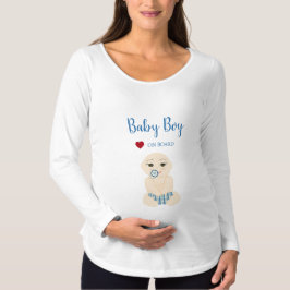 Baby Boy On Board Illustration in Blue Design T-Shirt