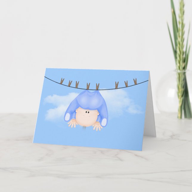 Baby Boy on Clothesline Karte (Vorderseite)