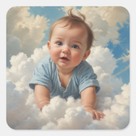 Baby Boy on Cloud Quadratischer Aufkleber