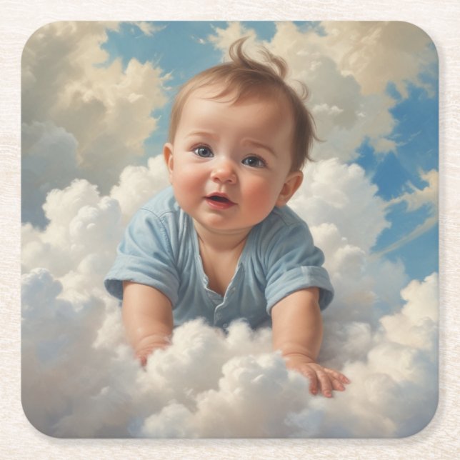 Baby Boy on Cloud Rechteckiger Pappuntersetzer (Vorderseite)