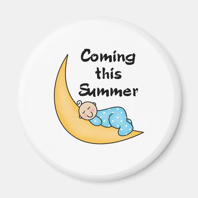 Baby Boy on Moon Summer Magnet (Vorne)
