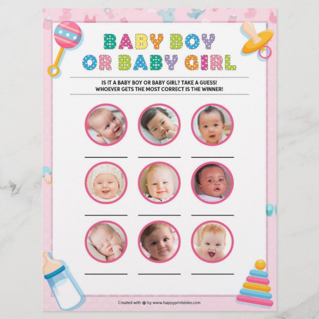 Baby Boy or Baby Girl [Baby Basics Pink] Briefbogen (Vorderseite)