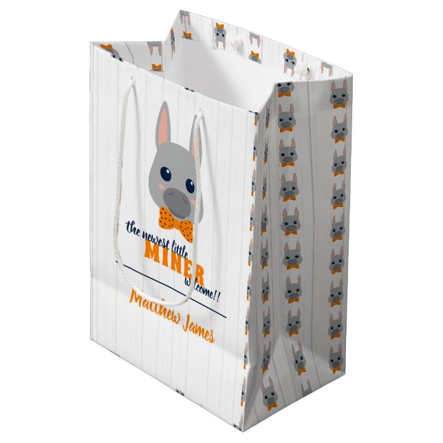 Baby Boy Orange Donkey Mittlere Geschenktüte (Vorderseite Schrägansicht)