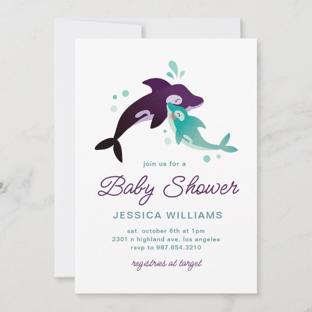 Baby Boy Orca Invitation (Devant)