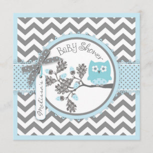 Baby Boy Owl Zickzack Print Baby Dusche Einladung