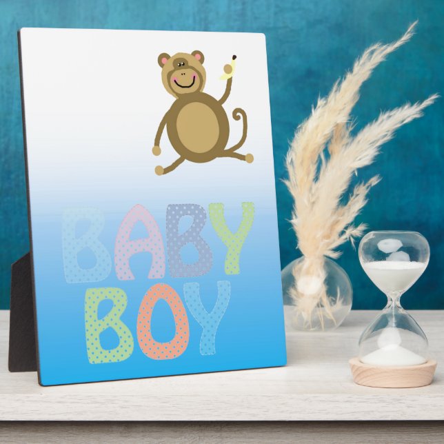 Baby Boy Pale Bluie Two Tone Fotoplatte (Seite)