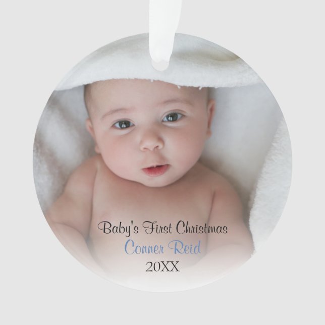 Baby Boy Photo Bleu Bébés Premier Noël (devant)