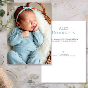 Baby Boy Photo Carte Faire-part de naissance bleue