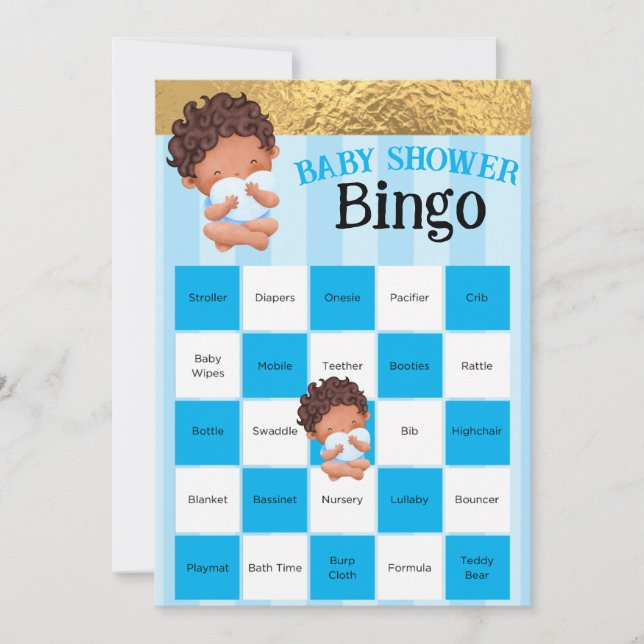 Baby Boy Pink and Gold Baby Dusche Bingo Spiel (Vorderseite)