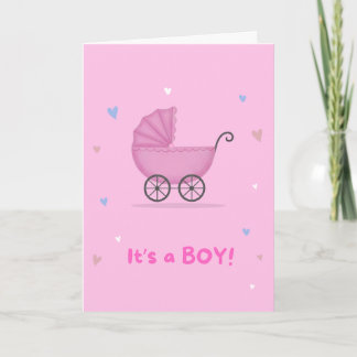 Baby boy pink gift card feiertagskarte
