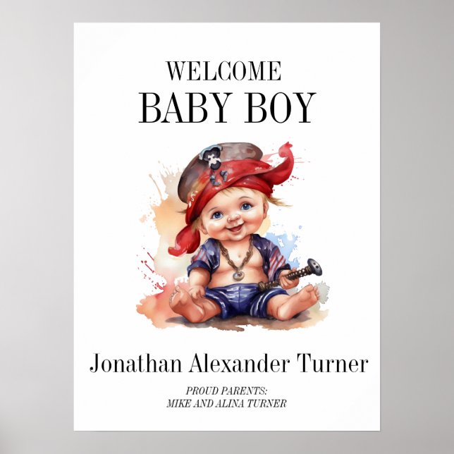 Baby Boy Pirate Willkommenspital Doster Poster (Vorne)