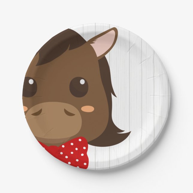 Baby Boy Red Horse Babydusche Teller (Vorderseite)