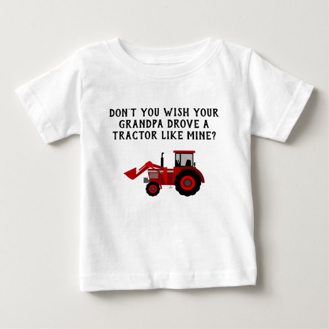Baby Boy Red Tractor Grandpa Funny Baby T-shirt (Vorderseite)