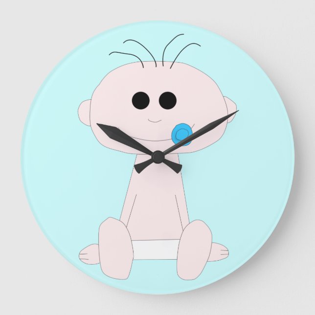 Baby Boy Round Clock Große Wanduhr (Vorderseite)