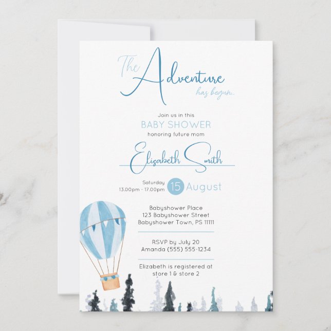 Baby Boy Rustic aventure babyshower Invitation (Devant)