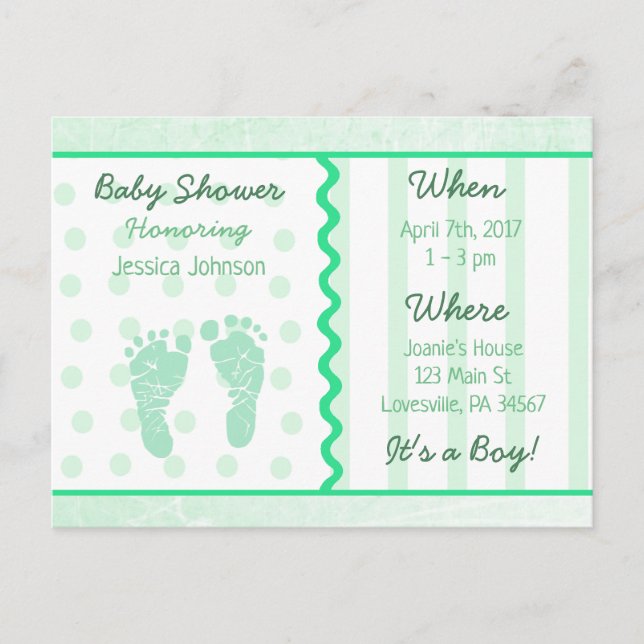 Baby Boy Sage Green Baby Dusche Einladung (Vorderseite)