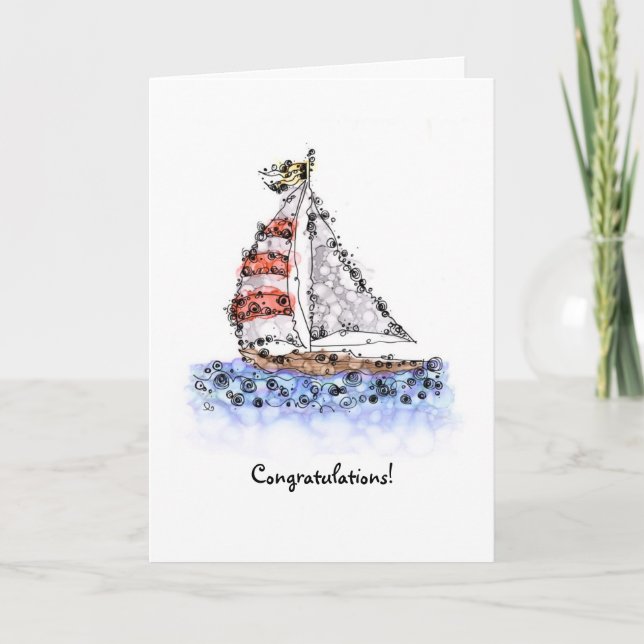 Baby Boy Sailboat Card Karte (Vorderseite)