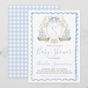 Baby Boy Sailboat Dusche Preppy Nautic Blue Einladung