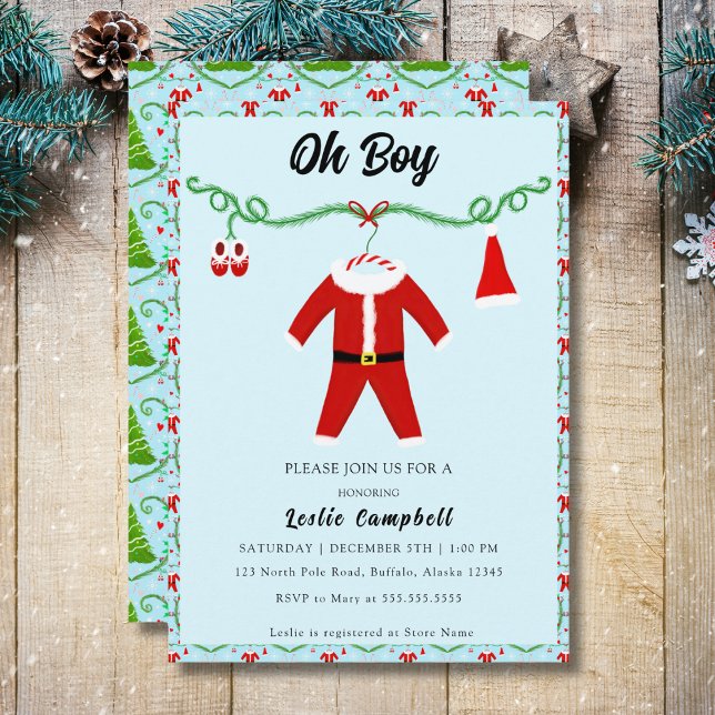 Baby Boy Santa Outfit Babydusche Einladung (Von Creator hochgeladen)
