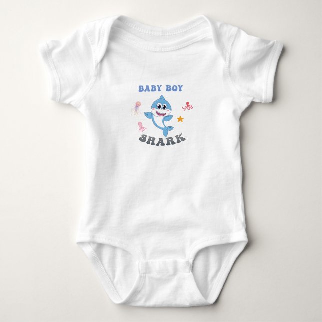 Baby Boy Shark Baby Strampler (Vorderseite)