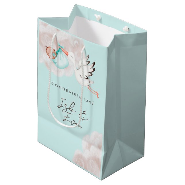 Baby Boy Showbeutel Mittlere Geschenktüte (Vorderseite Schrägansicht)