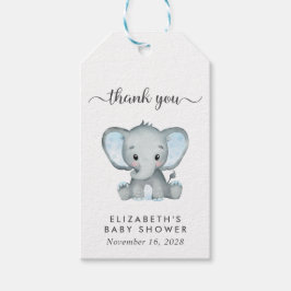 Baby Boy Shower Blue Elephant Vielen Dank Geschenkanhänger