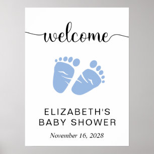 Baby Boy Shower Blue Feet Affiche de bienvenue