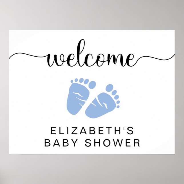 Baby Boy Shower Blue Feet Affiche de bienvenue (Devant)