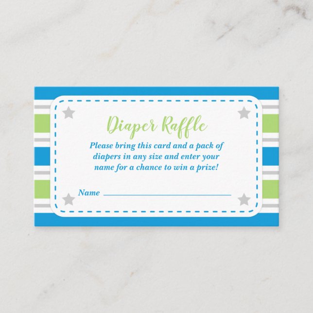 Baby Boy Shower Dinosaur Diaper Raffekarte Begleitkarte (Vorderseite)