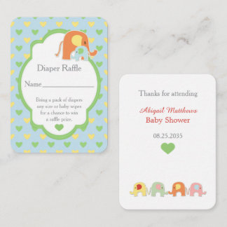  Baby Boy Shower Elephants Diaper Raffle Begleitkarte