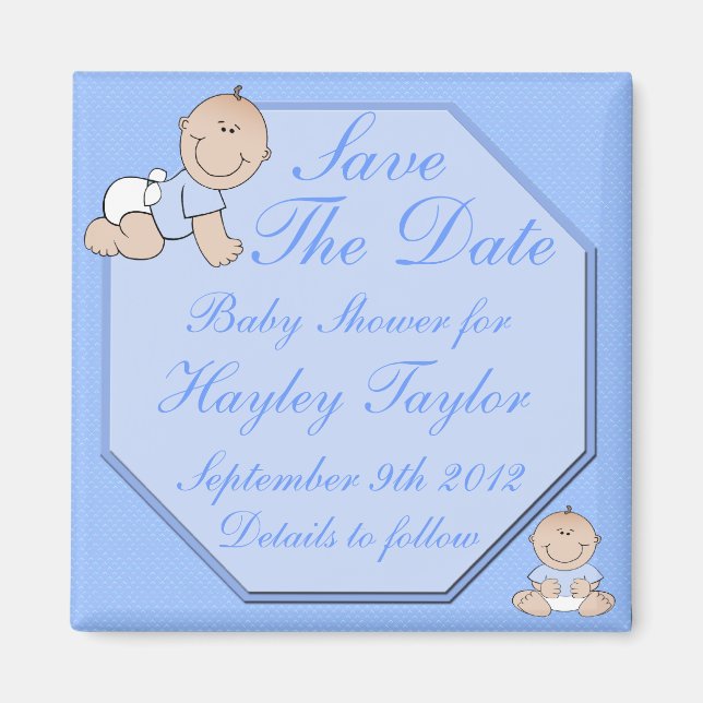 Baby Boy Shower Enregistrer La Date Magnet (Devant)