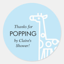 Baby Boy Shower Favor Sticker - Thema Giraffe