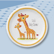 Baby Boy Shower Giraffe Paper Party Plate