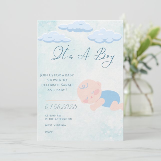Baby boy Shower Invitation  (Debout devant)