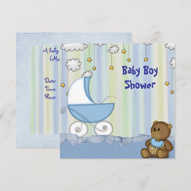 Baby Boy Shower Invite Einladung (Vorne/Hinten)