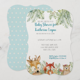 Baby Boy Shower Woodland Tiere Hirsche, Fox n Owl Einladung