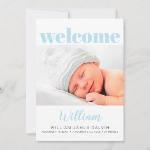 Baby Boy Simple Modern Multi Foto Blue Birth Ankündigung